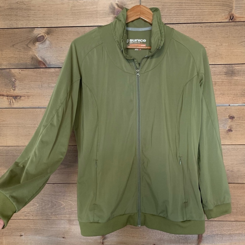 SUNICE olive green superlite FX zip up active wicking jacket